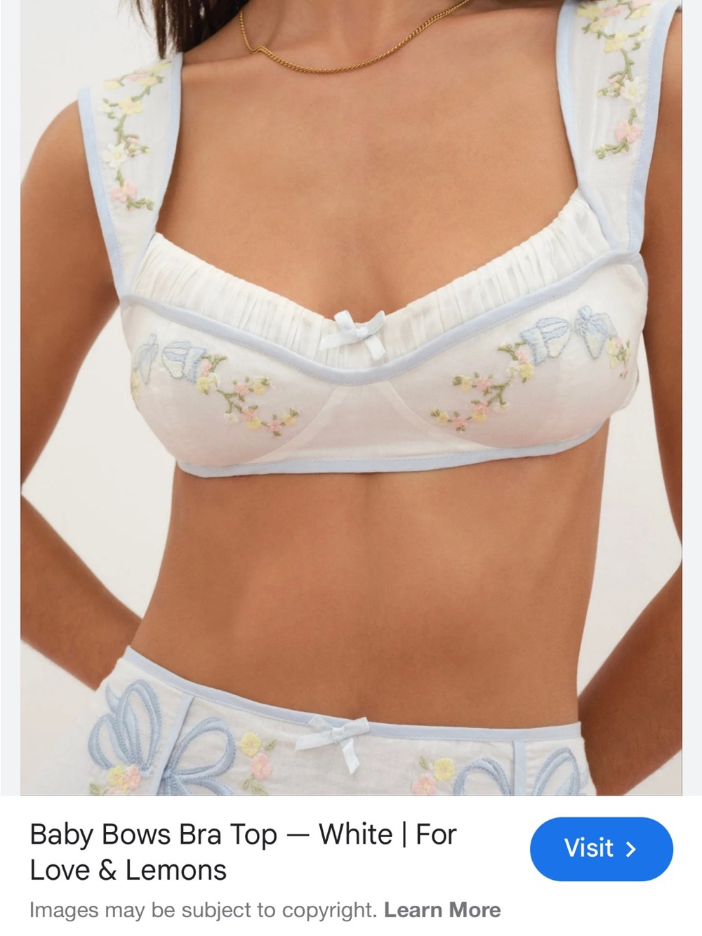 For Love & Lemons 🦋 baby bow bra NWT size small pastel blue floral - Picture 3 of 11